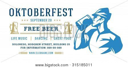 Oktoberfest Flyer Or Banner Retro Typography Template Design Willkommen Zum Invitation Beer Festival