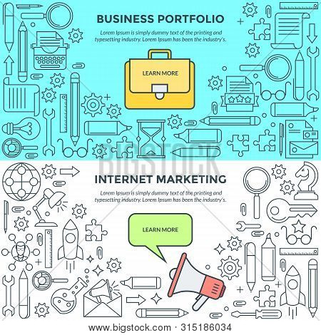 Set Of Flat Design Concepts For Marketing, Business, Internet Marketing, Advertising, Portfolio, Sto