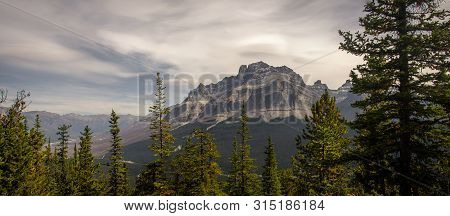Stunning Landscape Around Lake Louise In The Rocky Mountains, Banff National Park, Alberta, Canada.