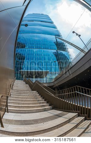 Milan, Italy - June 28, 2019: Allianz Tower By Arata Isozaki And Andrea Maffei In City Life Complex,