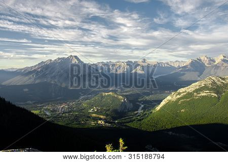 Spectacular View Of The Valley Around Banff Gondola In The Rocky Mountains, Banff National Park, Alb