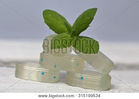 Peppermint Candies For Breath Freshening. With Refreshing Microgranules. Cooling Menthol For Sore Th