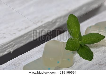 Peppermint Candies For Breath Freshening. With Refreshing Microgranules. Cooling Menthol For Sore Th
