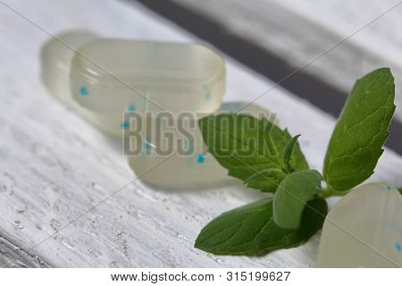 Peppermint Candies For Breath Freshening. With Refreshing Microgranules. Cooling Menthol For Sore Th