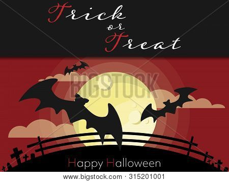 Halloween Background With Trick Or Treat And Happy Halloween Text.
