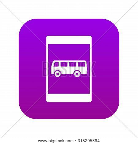 Bus Stop Sign Icon Digital Purple For Any Design Isolated On White Vector Illustration