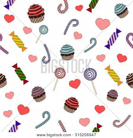 Vector Pattern Of Sweets And Candies For Children Wallpaper