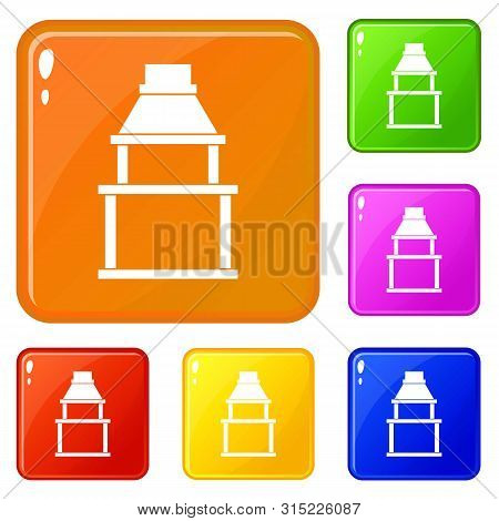 Bbq Grill Icons Set Collection Vector 6 Color Isolated On White Background