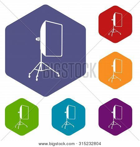 Studio Light Bulb In Softbox Icon In Simple Style On A White Background