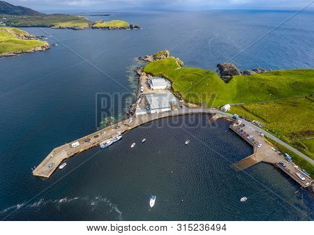 Aerial View Of Teelin Bay In County Donegal On The Wild Atlantic Way In Ireland