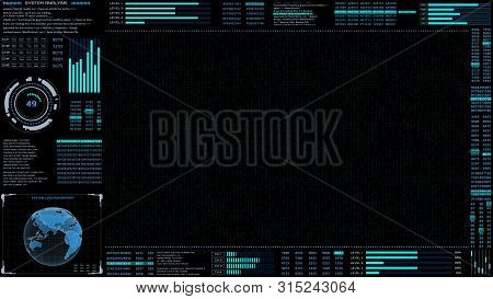 Hud Futuristic Virtual 3d Rendering Hologram City Target Scanning Mission Communication Report Panel