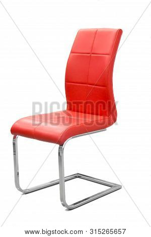 Modern Red Chair Isolated On White Background.