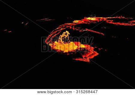 Erta Ale Volcano Crater, Melting Lava Splash, Danakil Depression, Ethiopia