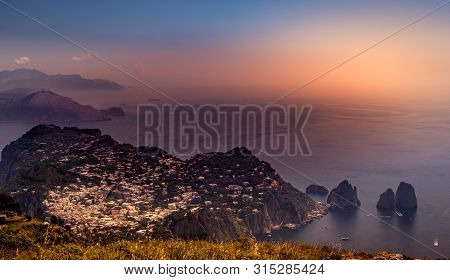 View Of Capri Island From Monte Solaro, In Anacapri