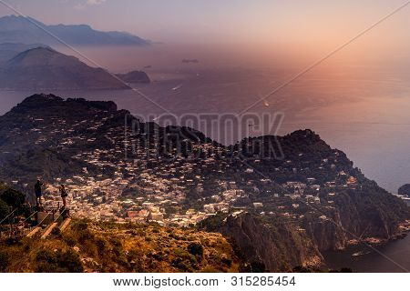 View Of Capri Island From Monte Solaro, In Anacapri
