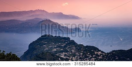 View Of Capri Island From Monte Solaro, In Anacapri