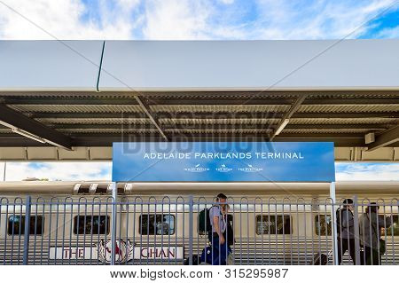 Adelaide Parklands Terminal, South Australia - August 4, 2019: The Ghan Train Ready To Depart For It