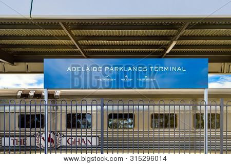 Adelaide Parklands Terminal, South Australia - August 4, 2019: The Ghan Train Ready To Depart For It