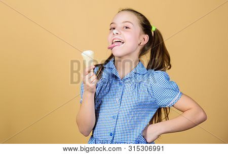 Summer Is Here. Delicious Ice Cream. Happy Childhood. Carefree Kid Enjoy Sweet Ice Cream. Internatio