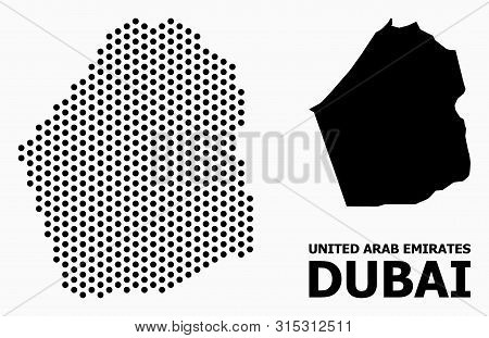Dotted Map Of Dubai Emirate Composition And Solid Illustration. Vector Map Of Dubai Emirate Composit