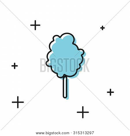 Black Cotton Candy Icon Isolated On White Background. Vector Illustration