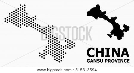 Pixelated Map Of Gansu Province Composition And Solid Illustration. Vector Map Of Gansu Province Com
