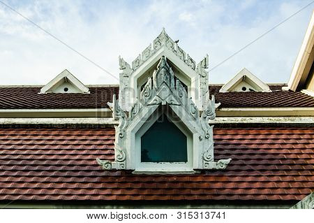 Thai Art Style Of Window In Public Temple Or Resident