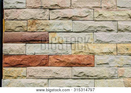 White Grunge Brick Texture On Wall Background.
