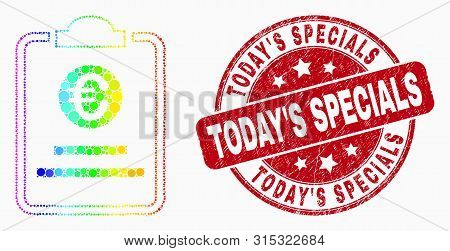 Dotted Bright Spectral Euro Price Pad Mosaic Pictogram And Today's Specials Watermark. Red Vector Ro