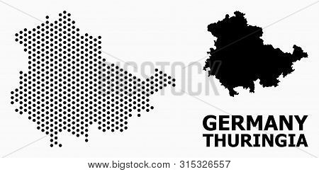 Dot Map Of Thuringia State Composition And Solid Illustration. Vector Map Of Thuringia State Composi