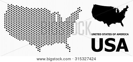 Dot Map Of Usa Composition And Solid Illustration. Vector Map Of Usa Composition Of Sphere Items Wit