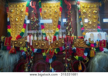 Mysore, Karnataka, India - November 25th 2018 : Gold Plated Elephants Ornaments , Made By Artisans, 