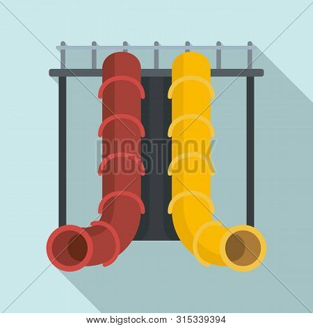 Aquapark Pipe Slide Icon. Flat Illustration Of Aquapark Pipe Slide Vector Icon For Web Design