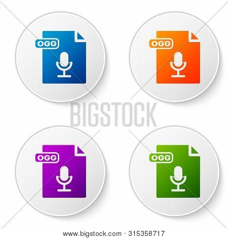 Color Ogg File Document. Download Ogg Button Icon Isolated On White Background. Ogg File Symbol. Set