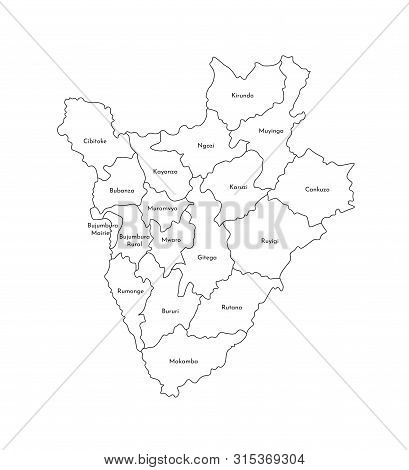 Vector Isolated Illustration Of Simplified Administrative Map Of Burundi. Borders And Names Of The P