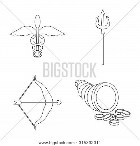 Vector Design Of Mythology And God Sign. Set Of Mythology And Culture Stock Vector Illustration.