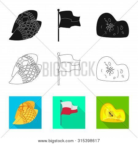 Vector Design Of Traditional And Tour Sign. Set Of Traditional And Landmarks Stock Symbol For Web.