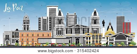 La Paz Bolivia City Skyline with Color Buildings and Blue Sky. Business Travel and Tourism Concept with Historic Architecture. La Paz Cityscape with Landmarks.