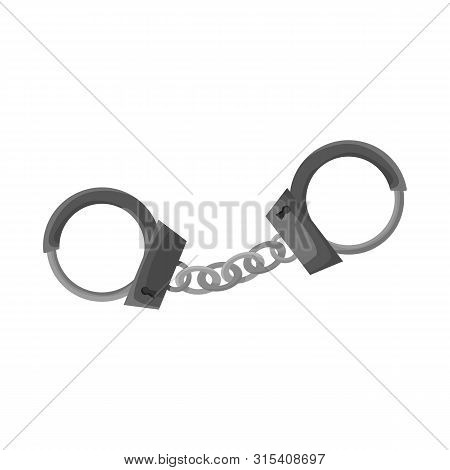 Isolated Object Of Handcuff And Chain Sign. Set Of Handcuff And Law Vector Icon For Stock.