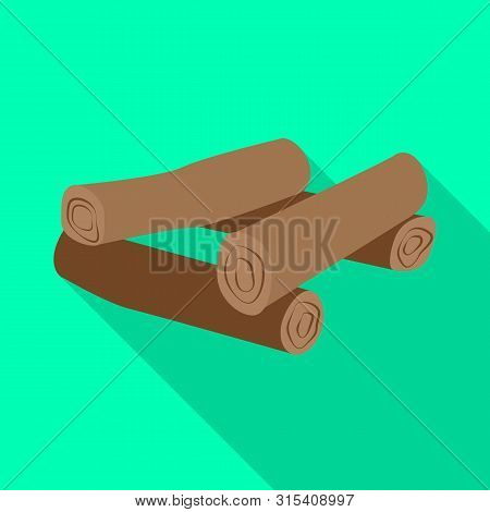 Vector Illustration Of Log And Stacked Logo. Collection Of Log And Brown Stock Vector Illustration.