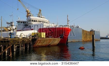 Vancouver Drydock View. North Vancouver, Bc, Canada. August 02, 2019.