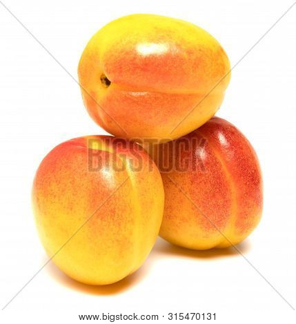 Several Apricots Beautifully Laid On A White Background
