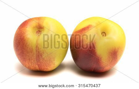 Nectarines Fruit Lie On A White Background