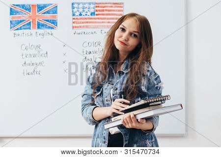 Female Student Looking At Camera. English Language School.