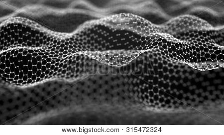 Futuristic Hexagon Abstract Background. Analysis And Automation Of Data On Artificial Intelligence.