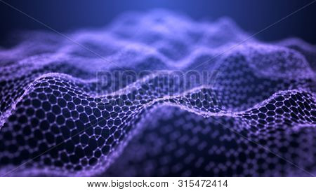 Futuristic Hexagon Abstract Background. Analysis And Automation Of Data On Artificial Intelligence.