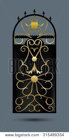 Art Deco Black And Golden Gate. Vector Illustration.