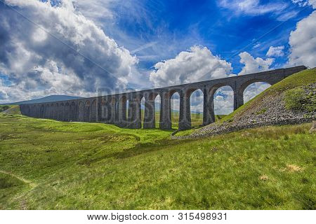 View Of Large Victorian Viaduct In Rural Countryside Scenery