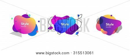 Flowing Liquid Forms With Text Sample. Dynamical Colored Forms. Gradient Banners With Flowing Liquid