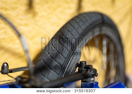 Bicycle Tire Spokes Close Up Ride Riding Bike Rubber Brakes Break Braking Valve Axle Metal.